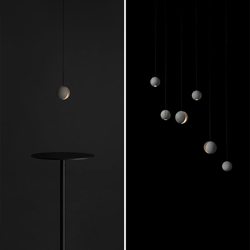 Creative LED Moon Hanging Light Fixtures Sphere Cement Hanging Lights for Indoor Decoration