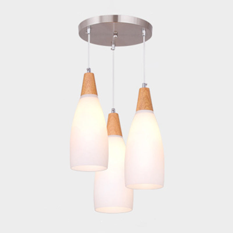 Minimalist Pendant Light Fixture White Cone Ceiling Pendant Light with Glass Shade