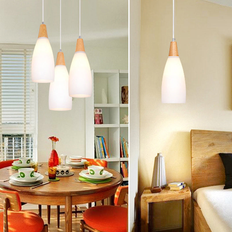 Minimalist Pendant Light Fixture White Cone Ceiling Pendant Light with Glass Shade