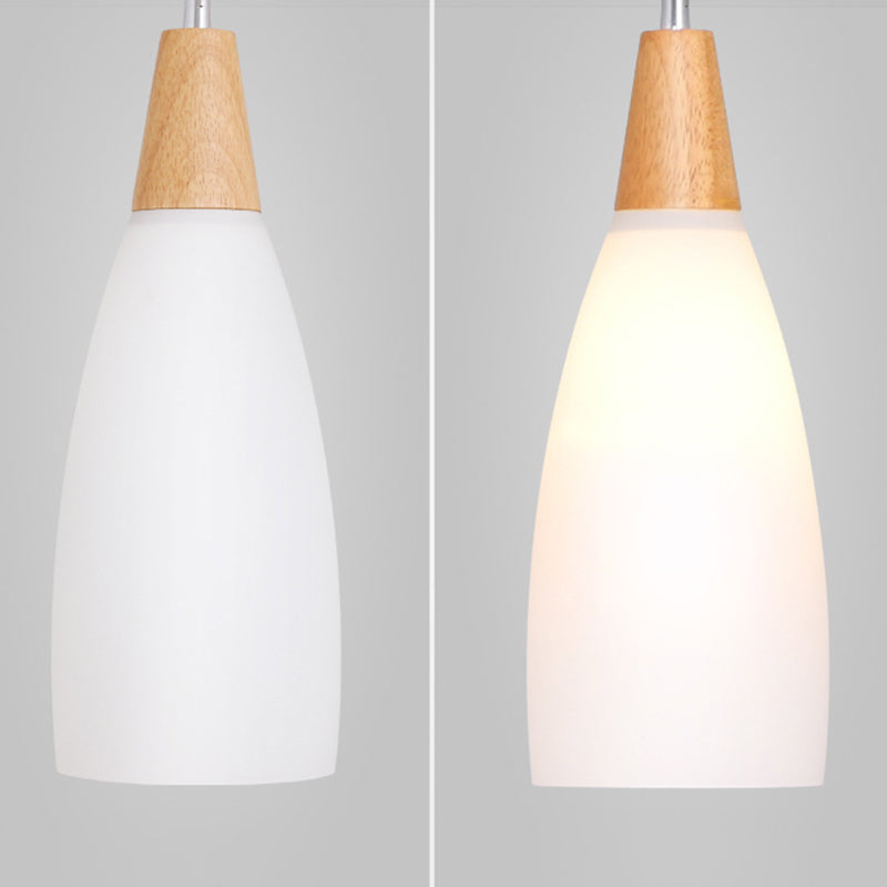 Minimalist Pendant Light Fixture White Cone Ceiling Pendant Light with Glass Shade