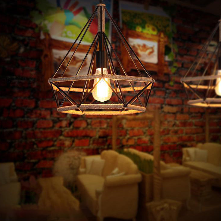 Touw diamant hanger lichtarmatuur industrieel restaurant hanger lichtkit in beige