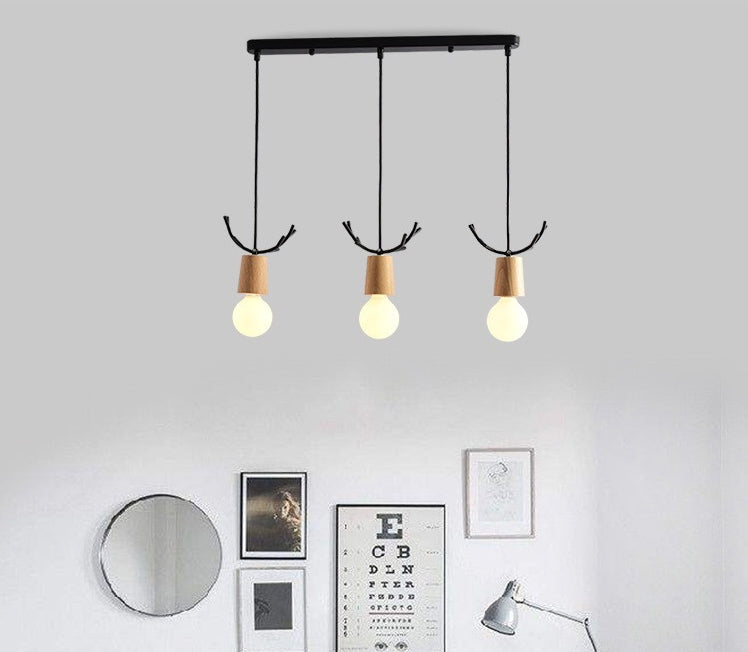 Eetkamer hangend licht licht lampje hangend plafondlicht met geweien houten schaduw