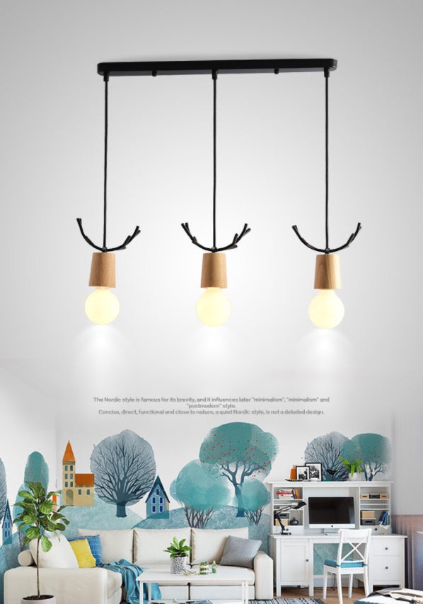 Eetkamer hangend licht licht lampje hangend plafondlicht met geweien houten schaduw