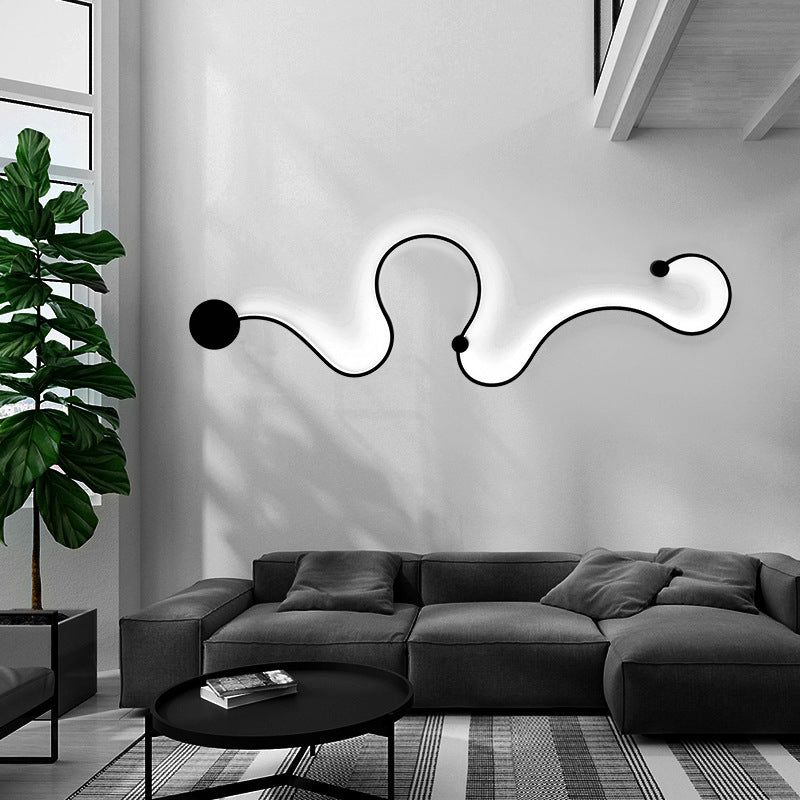 Modern Creative Simple Curved Aluminum LED Black Wall Lights