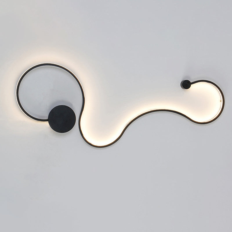 Modern Creative Simple Curved Aluminum LED Black Wall Lights