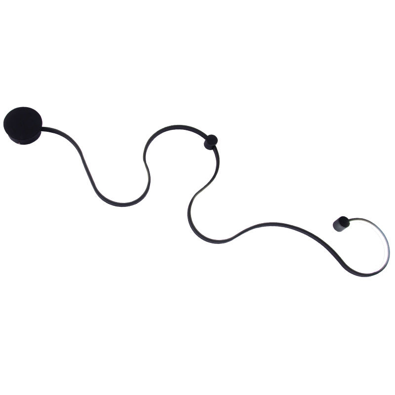 Moderne creatieve eenvoudige gebogen aluminium LED zwarte wandlichten