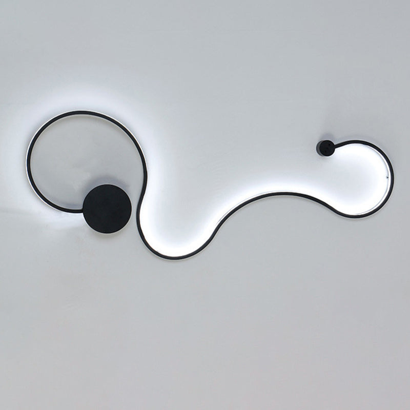 Modern Creative Simple Curved Aluminum LED Black Wall Lights