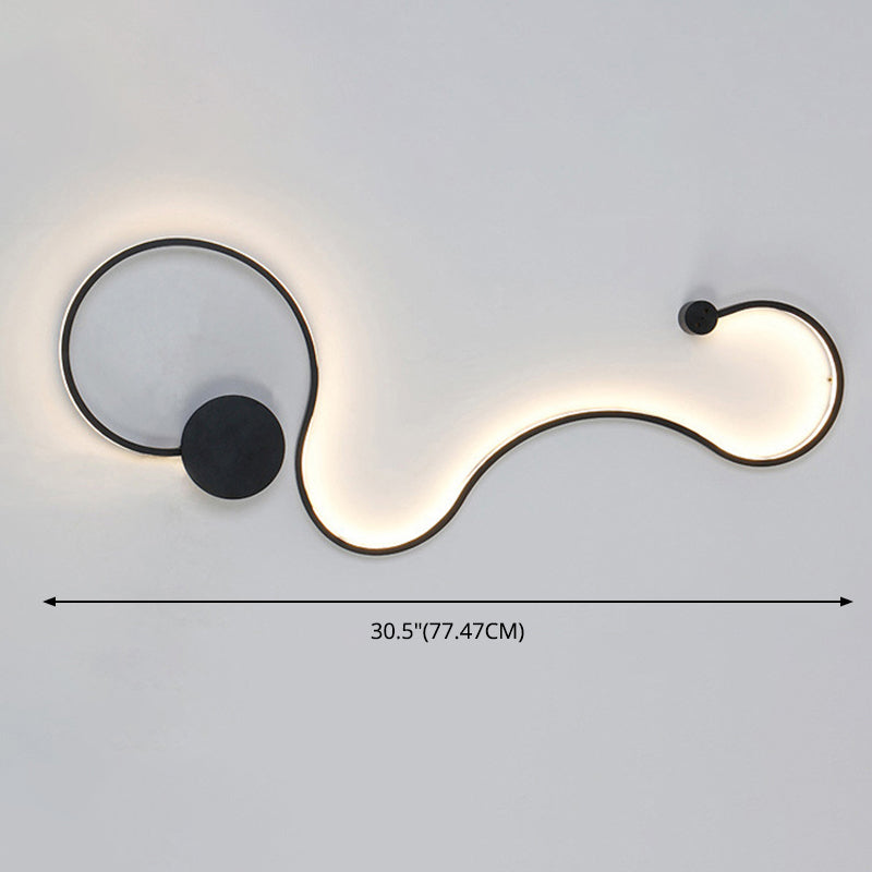 Modern Creative Simple Curved Aluminum LED Black Wall Lights