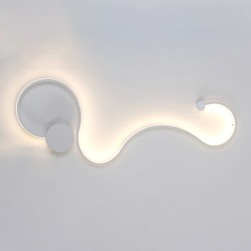 Modern Creative Simple Curved Aluminum LED Black Wall Lights