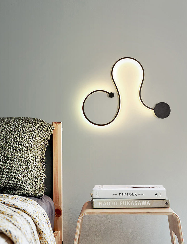 Modern Creative Simple Curved Aluminum LED Black Wall Lights