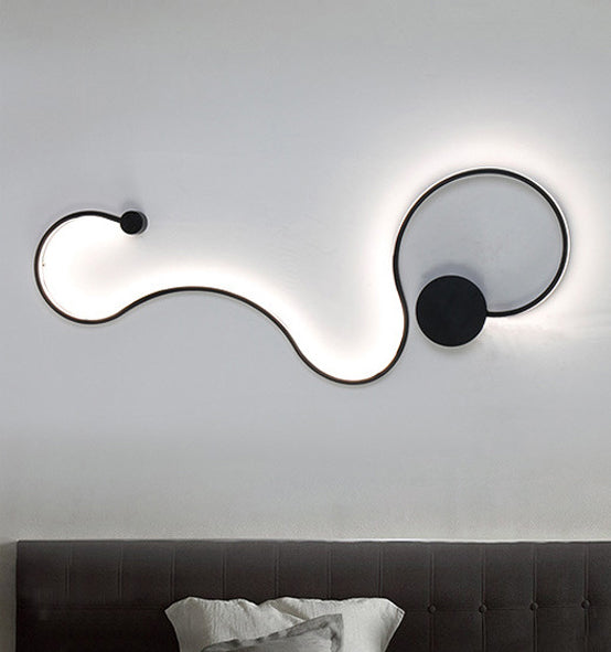 Modern Creative Simple Curved Aluminum LED Black Wall Lights