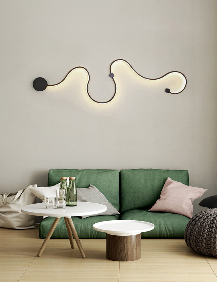 Modern Creative Simple Curved Aluminum LED Black Wall Lights