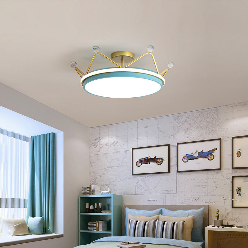 Round Semi Flush Mount Ceiling Fixture Kids Acrylic Semi Flush Light