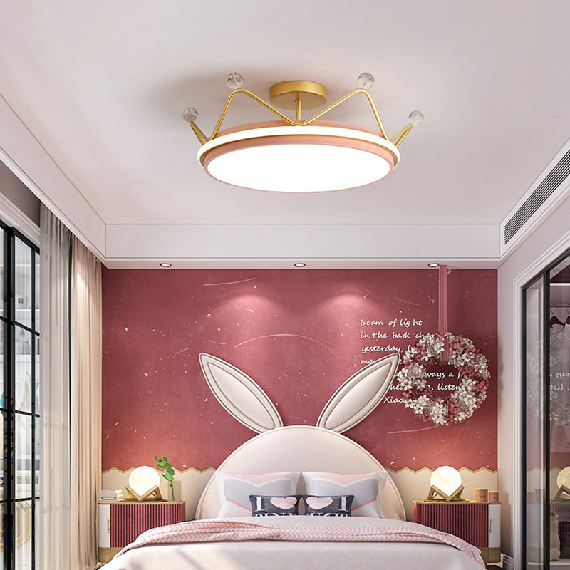 Round Semi Flush Mount Ceiling Fixture Kids Acrylic Semi Flush Light