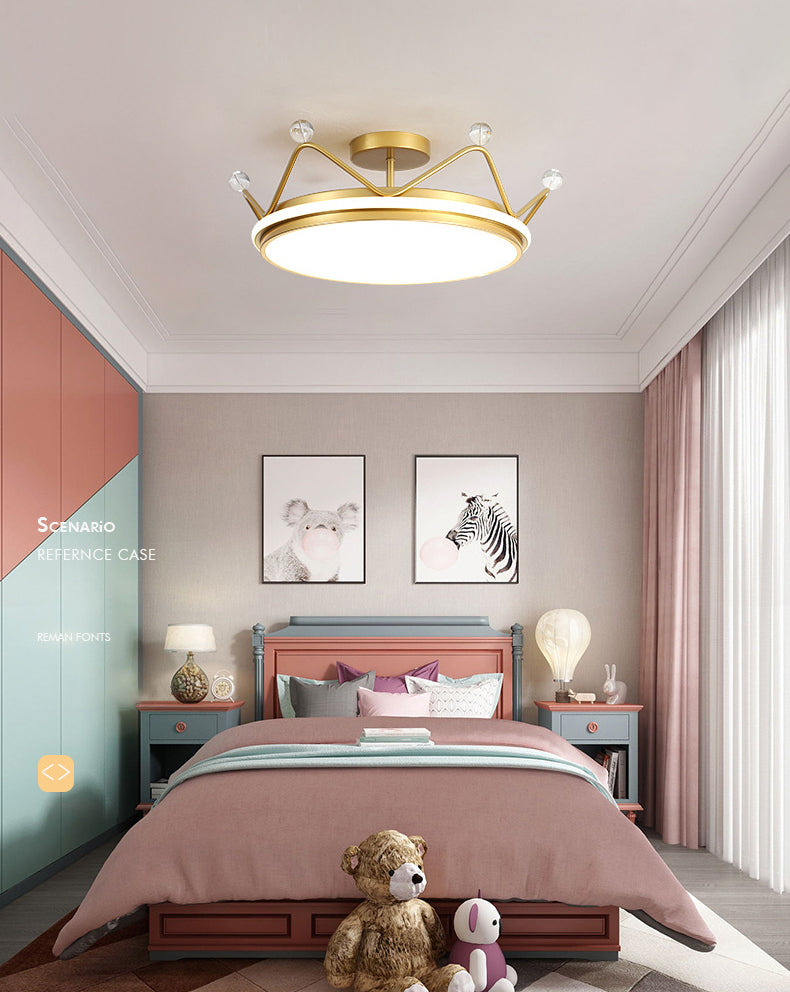 Round Semi Flush Mount Ceiling Fixture Kids Acrylic Semi Flush Light