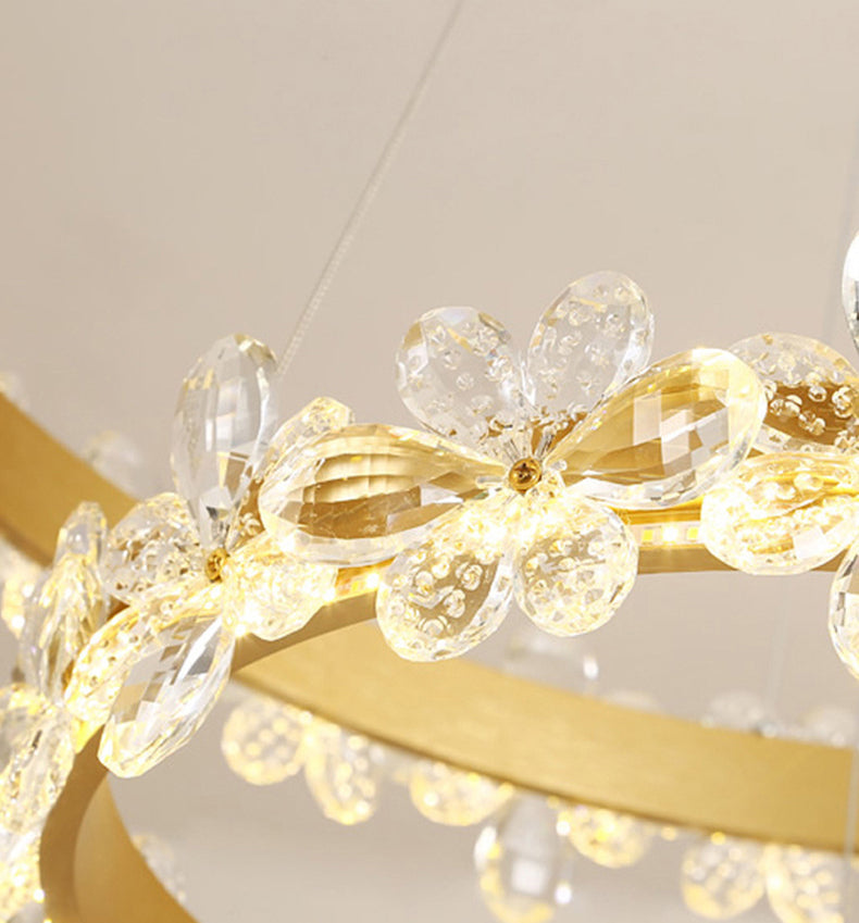 Modern Circular Pendant Chandelier Crystal Hanging Lamp