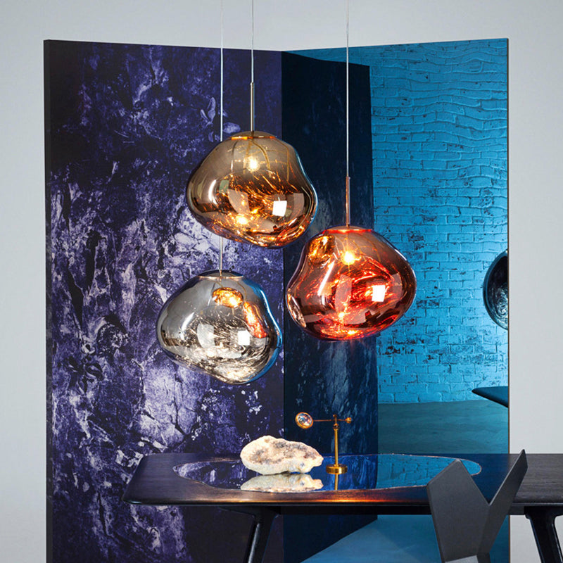 Irregular Electroplated Lava Glass Pendant Light 1 Lights Minimalist Post-modern Lighting Fixture for Restaurant Bar