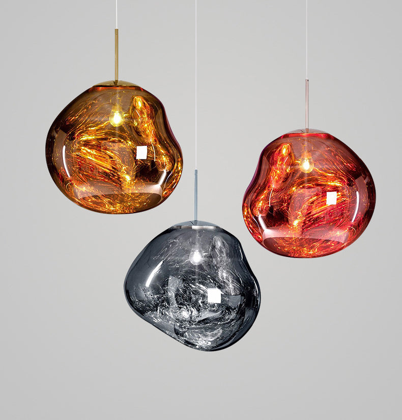 Irregular Electroplated Lava Glass Pendant Light 1 Lights Minimalist Post-modern Lighting Fixture for Restaurant Bar