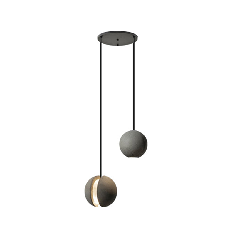 Mini Sphere Hanging Lamp Modern Cement 1 Head Restaurant Pendant Light in Grey