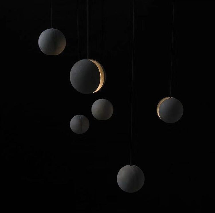 Mini Sphere Hanging Lamp Modern Cement 1 Head Restaurant Pendant Light in Grey
