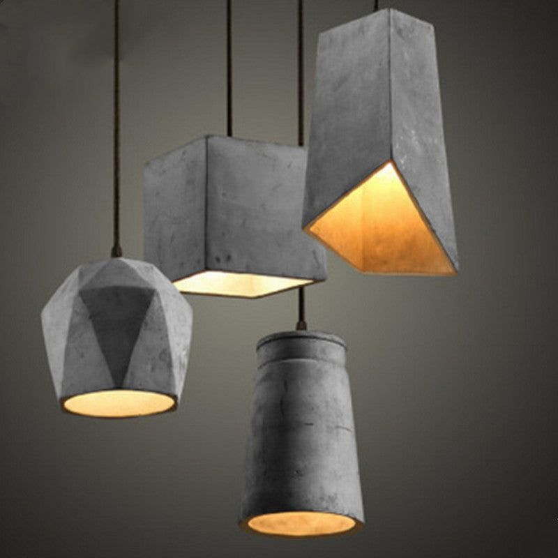 Grijze geometrische hanger lamp Minimalistisch 1-licht cementophanglicht voor eetkamer