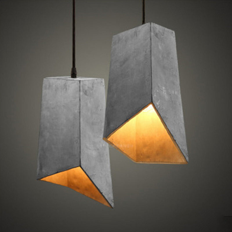 Grijze geometrische hanger lamp Minimalistisch 1-licht cementophanglicht voor eetkamer