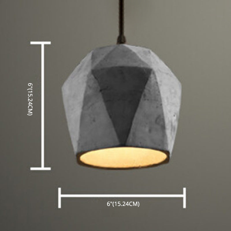 Grijze geometrische hanger lamp Minimalistisch 1-licht cementophanglicht voor eetkamer