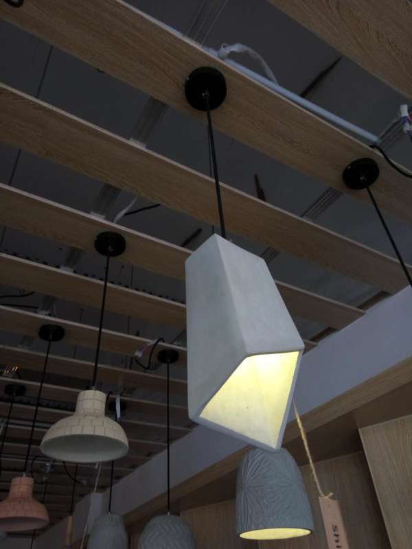Grijze geometrische hanger lamp Minimalistisch 1-licht cementophanglicht voor eetkamer
