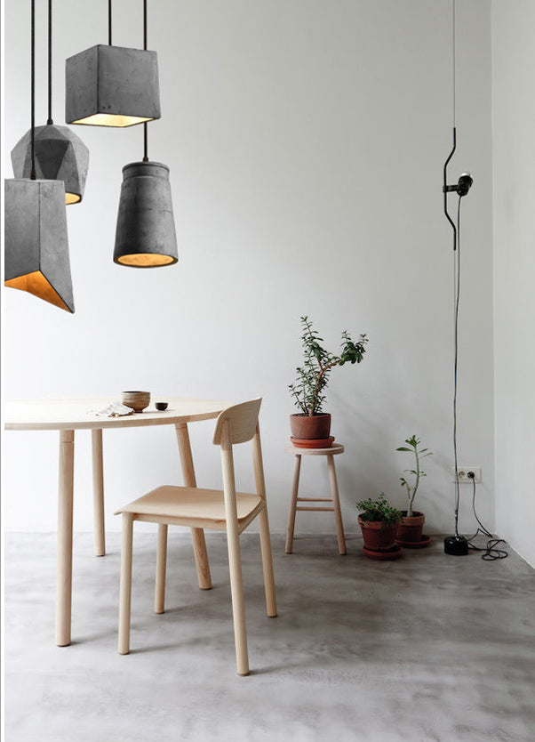 Grijze geometrische hanger lamp Minimalistisch 1-licht cementophanglicht voor eetkamer