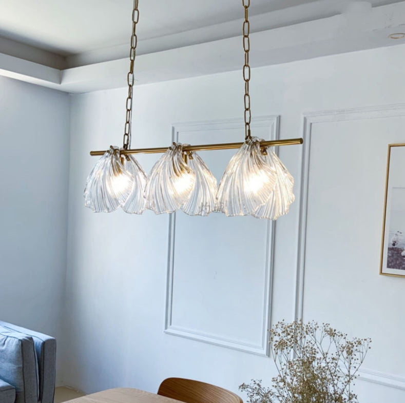 Modern Linear Hanging Pendant Lights Glass 3 Lights Island Light
