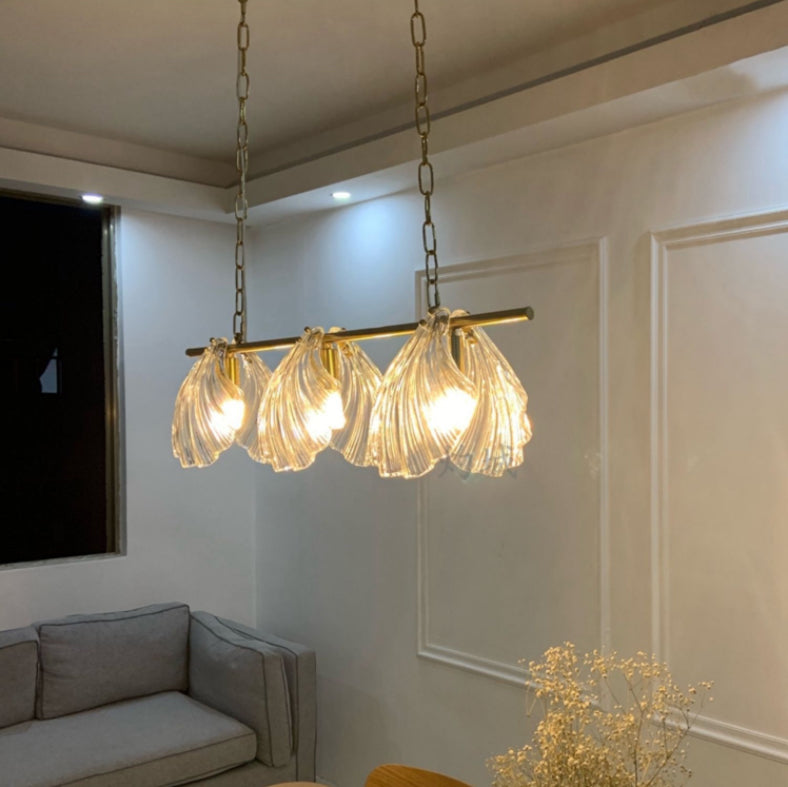 Modern Linear Hanging Pendant Lights Glass 3 Lights Island Light