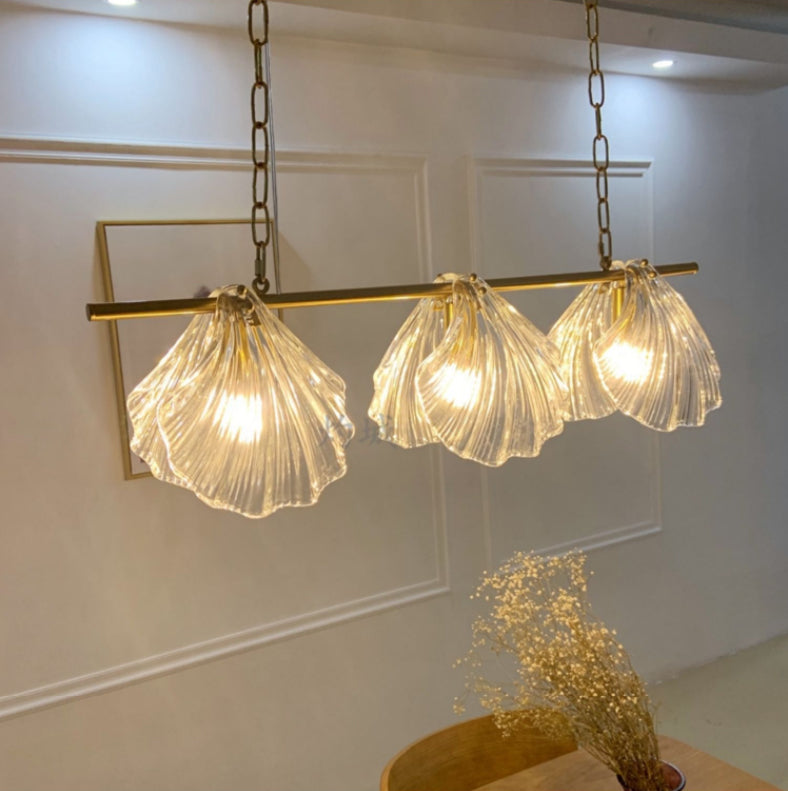 Modern Linear Hanging Pendant Lights Glass 3 Lights Island Light