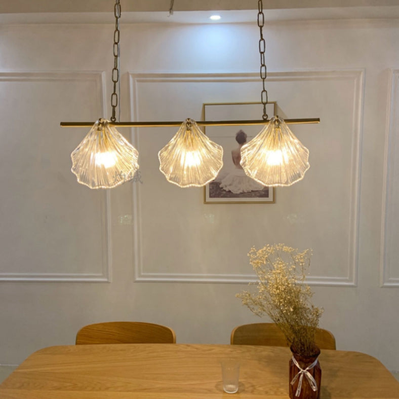 Modern Linear Hanging Pendant Lights Glass 3 Lights Island Light