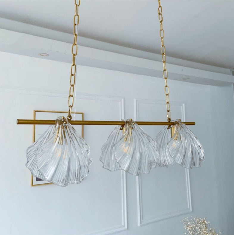 Modern Linear Hanging Pendant Lights Glass 3 Lights Island Light