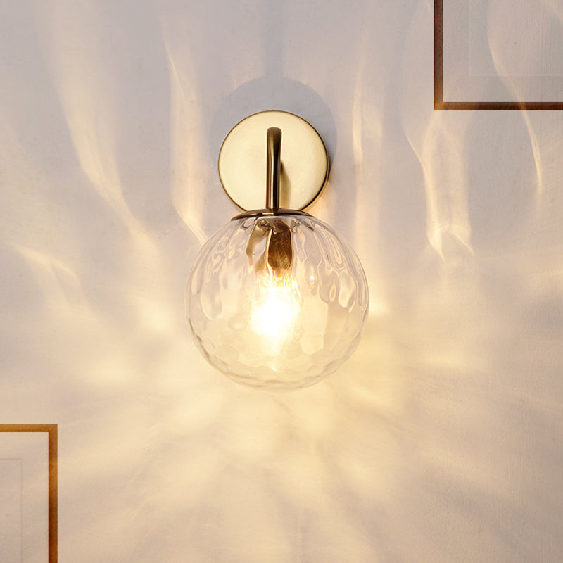 Flippte Glas Kugel Wandlampe Minimalist 1 helle goldene Wandleuchte mit Arm