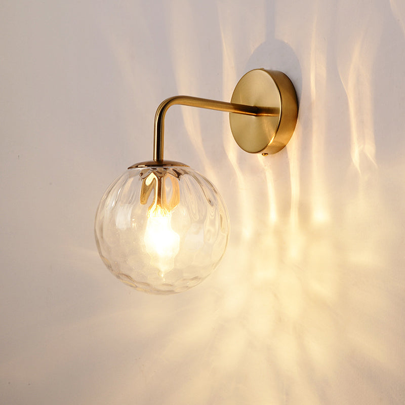 Flippte Glas Kugel Wandlampe Minimalist 1 helle goldene Wandleuchte mit Arm