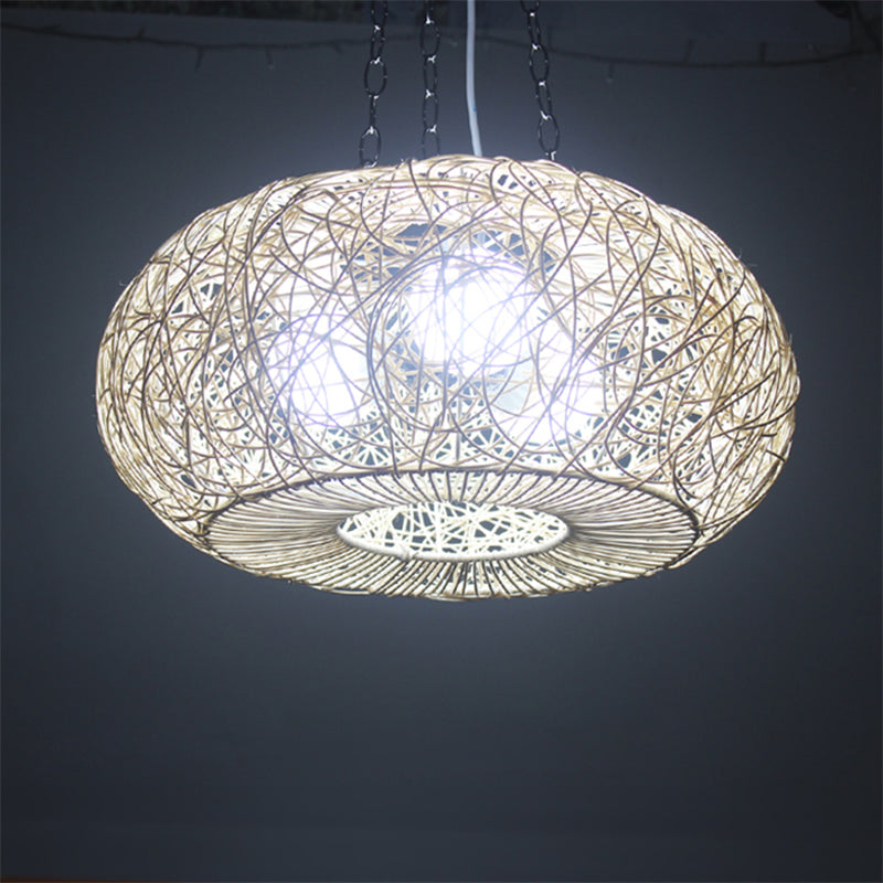 Linterna modernista lámpara colgante de techo de luz 1 bulbo en madera para sala de estar