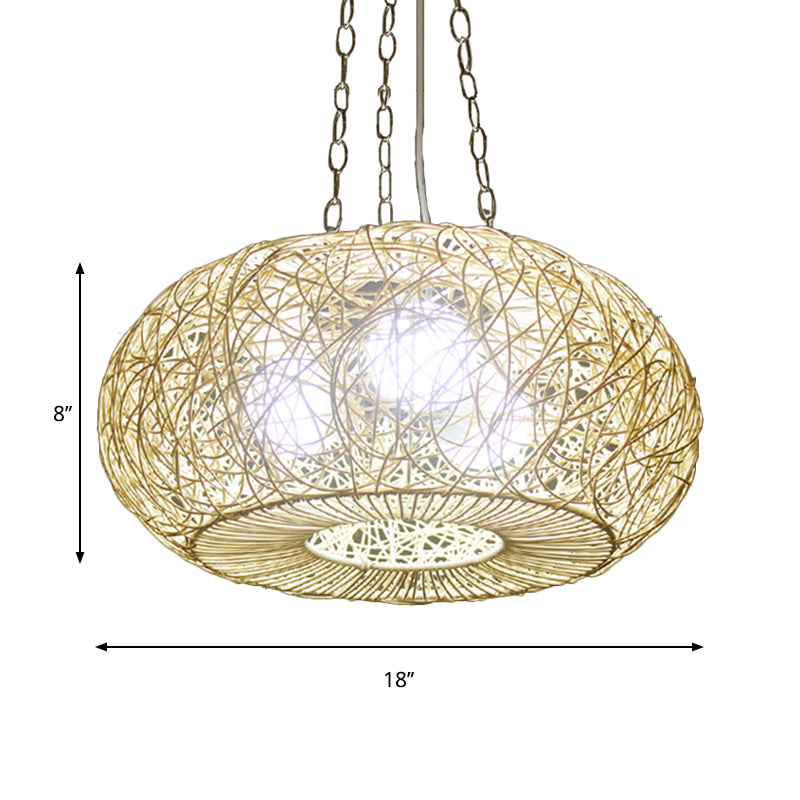 Lanterne moderniste Hanging Light Rattan 1 Plafond de plafond bulbe en bois pour le salon