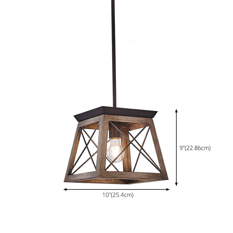 Alambre de hierro de madera oscura estilo industrial lámpara colgante vintage de bombilla individual para cafetería