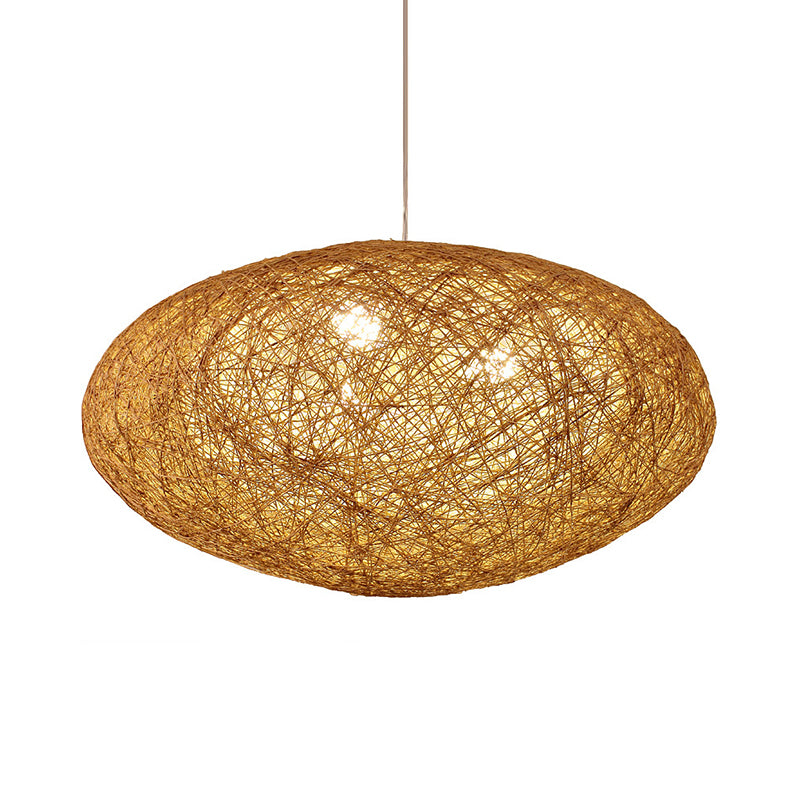 Modernismo Weave Corgante de iluminación Cordera 1 Luz colgante de bombilla en madera para el comedor
