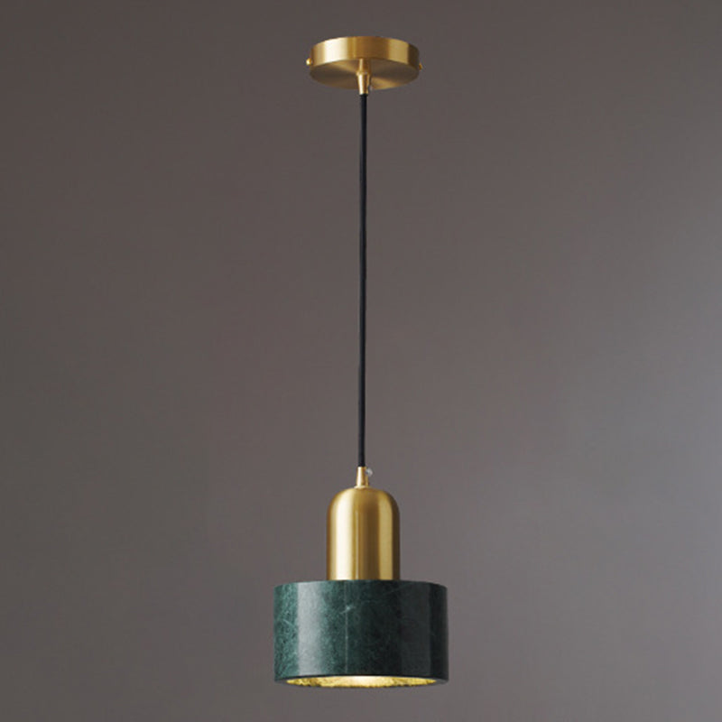 5.9 Inches Diameter Cylindrical Mini Hanging Light Modern Style Marble Single Bulb Lighting Pendant for Bedroom