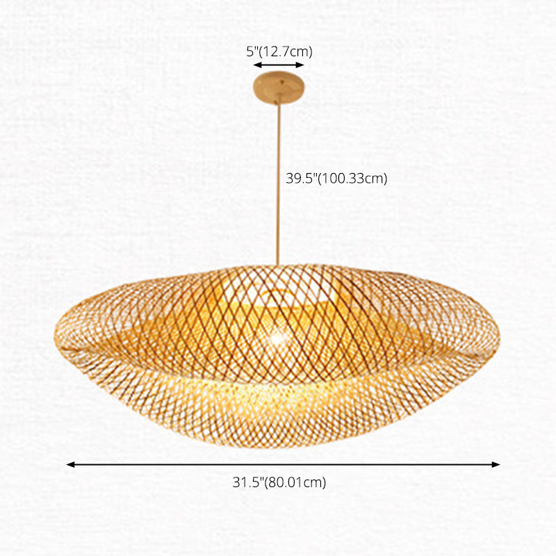 Handwebige Bambus hängend hängendes Licht 1-Licht Asiatischer Stil HABTE LEISTUNG FÜR FAUER ESSIONEN ZUHAMPLUNG