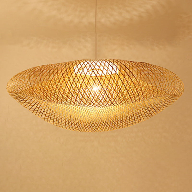 Handwebige Bambus hängend hängendes Licht 1-Licht Asiatischer Stil HABTE LEISTUNG FÜR FAUER ESSIONEN ZUHAMPLUNG