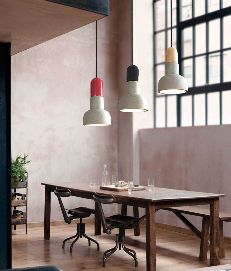 5 Zoll breites Mini-Zement hängend hängender fackelförmiger nordischer Beton 1-Licht-Anhänger für Schlafzimmerkorridor