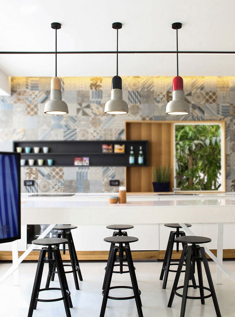 5 Zoll breites Mini-Zement hängend hängender fackelförmiger nordischer Beton 1-Licht-Anhänger für Schlafzimmerkorridor