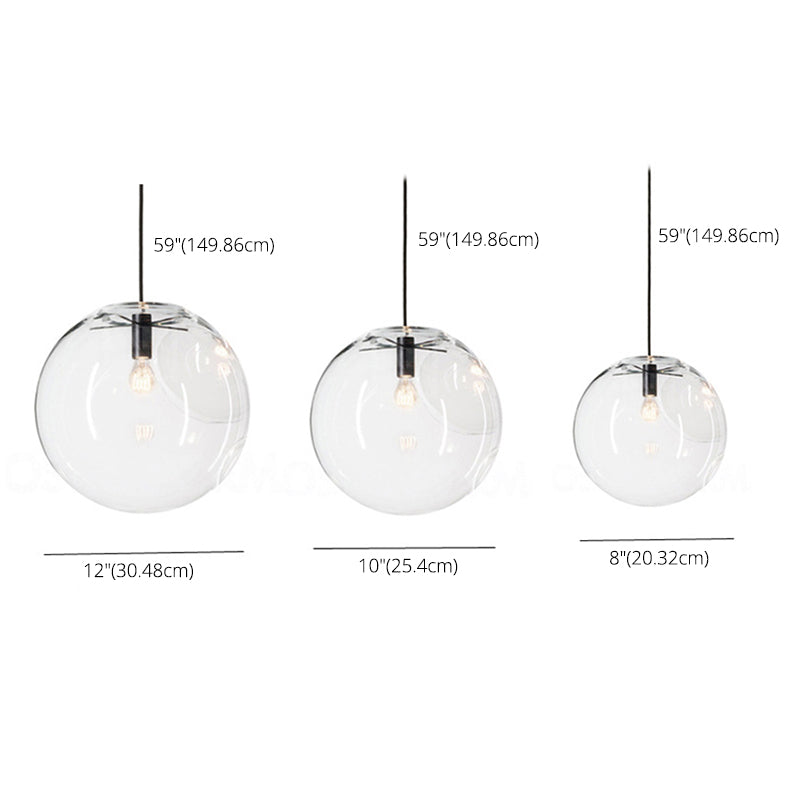 Transparent Glass Ball Suspension Light with Metallic Lamp Holder Modern Simplicity Single Light Hanging Pendant for Bedroom