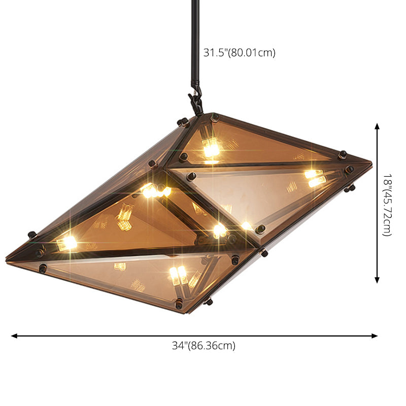 Postmoderne Geometrieglas-Kronleuchter 16 Leichter Einfachheit Wohnzimmer Beleuchtung mit 31,5 "HABTE