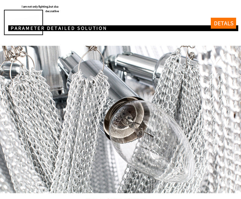 Basket Dinning Room Chandelier Light Fixture Metal Modern Style Hanging Chandelier in Chrome