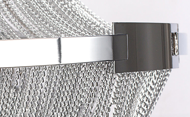 Basket Dinning Room Chandelier Light Fixture Metal Modern Style Hanging Chandelier in Chrome