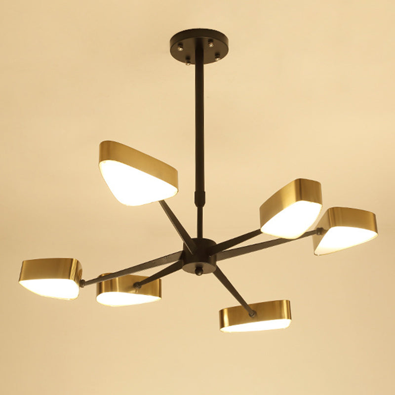 Moderno lampada lampadario triangolare in metallo soggiorno lampadario a pendente a led in oro